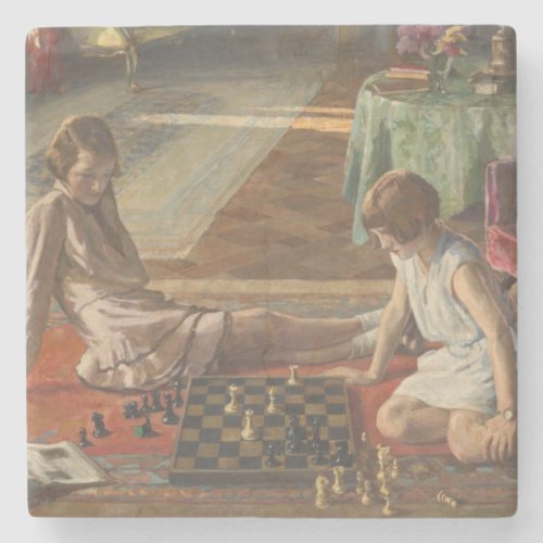 The Chess Players by John Lavery Stone Coaster