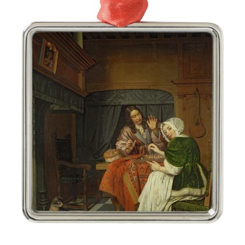 The Chess Players, c.1670 Metal Ornament