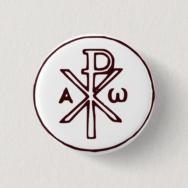 The Chi-Rho Christogram symbol  Button (Front)