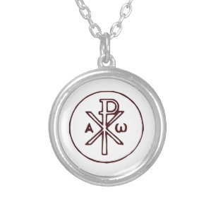 The Chi-Rho Christogram symbol Silver Plated Necklace