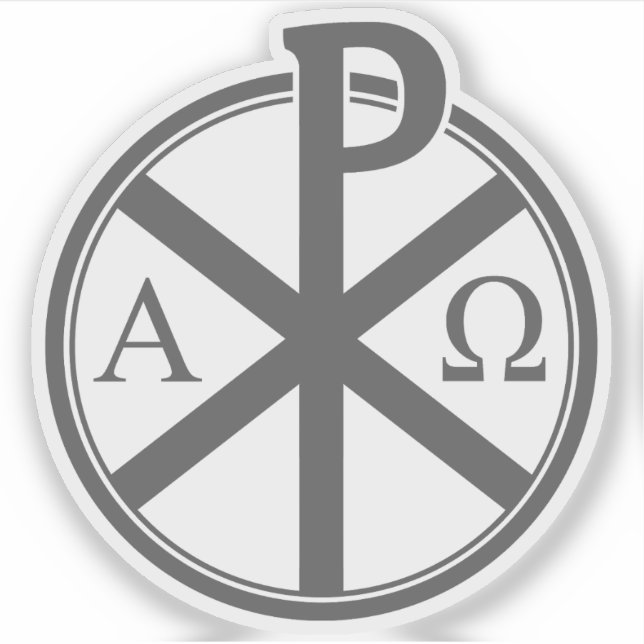 The Chi-Rho Cross - v4 (grey) Sticker (Front)