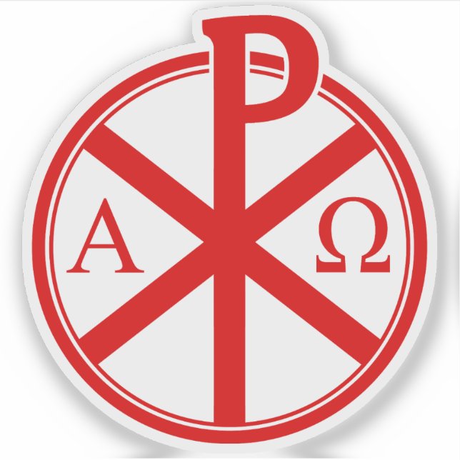 The Chi-Rho Cross - v4 (red) Sticker (Front)