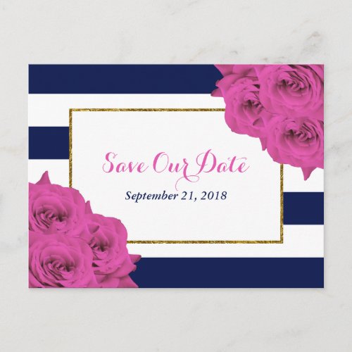 The Chic Modern Luxe Wedding Collection Pink Roses Announcement Postcard