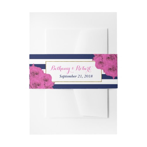 The Chic Modern Luxe Wedding Collection Pink Roses Invitation Belly Band