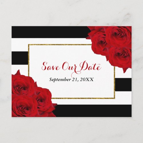 The Chic Modern Luxe Wedding Collection_ Red Roses Announcement Postcard