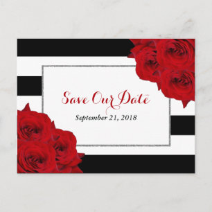 The Chic Modern Luxe Wedding Collection- Red Roses Announcement Postcard