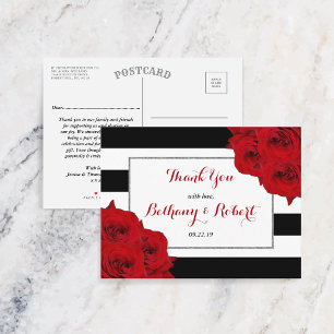 The Chic Modern Luxe Wedding Collection- Red Roses Announcement Postcard