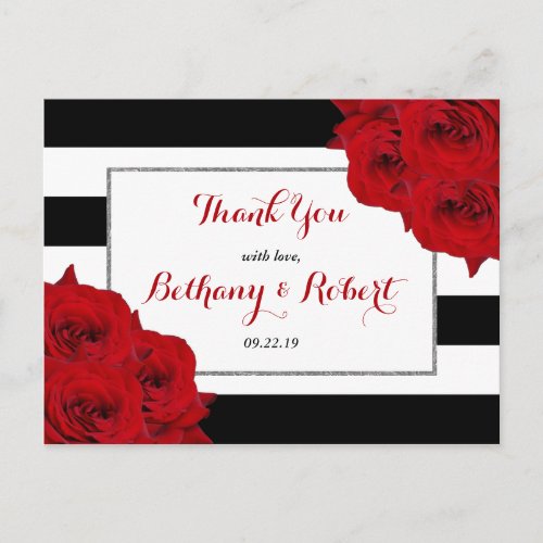 The Chic Modern Luxe Wedding Collection_ Red Roses Announcement Postcard