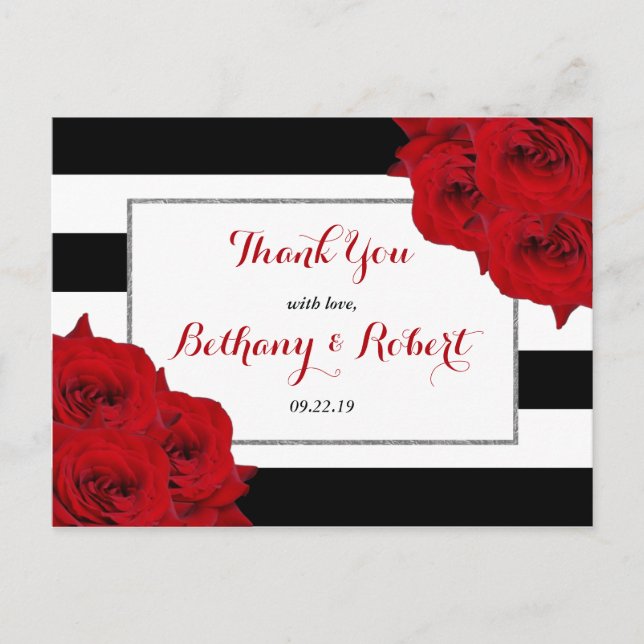 The Chic Modern Luxe Wedding Collection- Red Roses Announcement Postcard (Front)