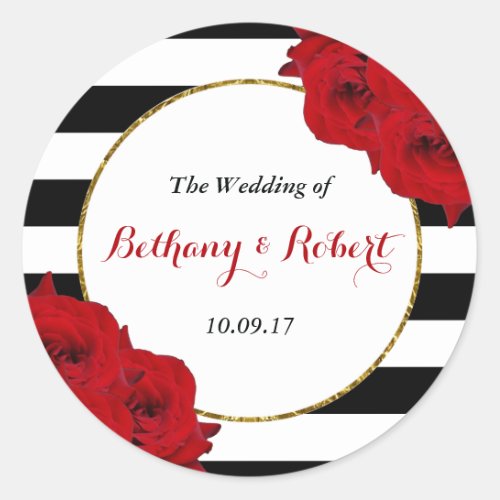 The Chic Modern Luxe Wedding Collection_ Red Roses Classic Round Sticker