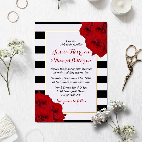 The Chic Modern Luxe Wedding Collection_ Red Roses Foil Invitation