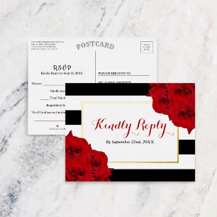 The Chic Modern Luxe Wedding Collection- Red Roses Foil Invitation Postcard