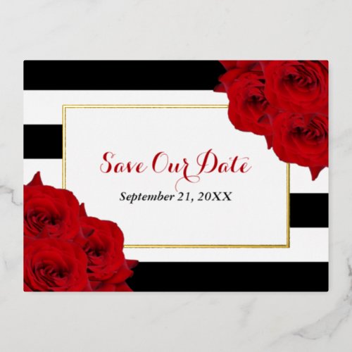 The Chic Modern Luxe Wedding Collection_ Red Roses Foil Invitation Postcard