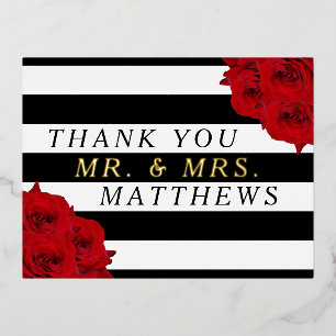 The Chic Modern Luxe Wedding Collection- Red Roses Foil Invitation Postcard