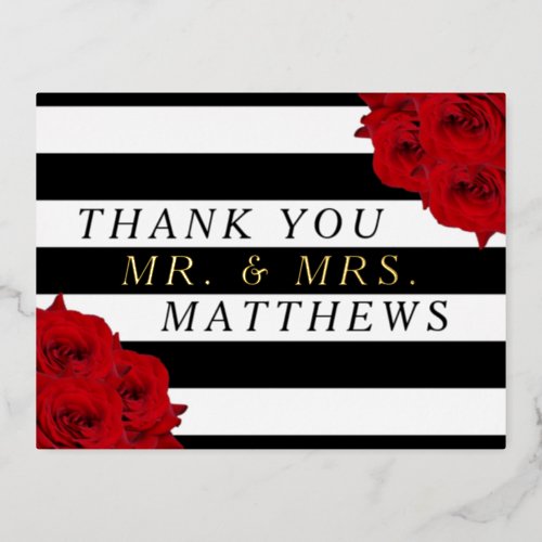 The Chic Modern Luxe Wedding Collection_ Red Roses Foil Invitation Postcard