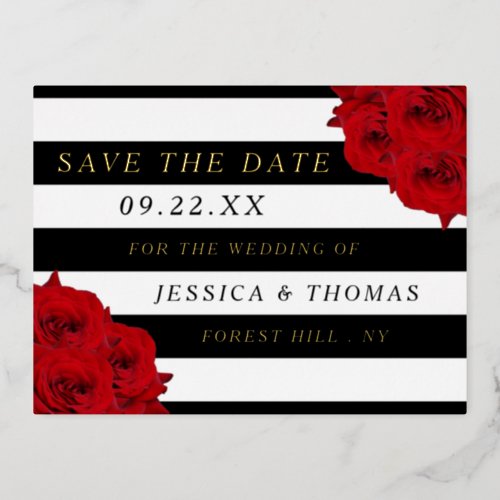 The Chic Modern Luxe Wedding Collection_ Red Roses Foil Invitation Postcard