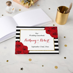 The Chic Modern Luxe Wedding Collection- Red Roses Guest Book