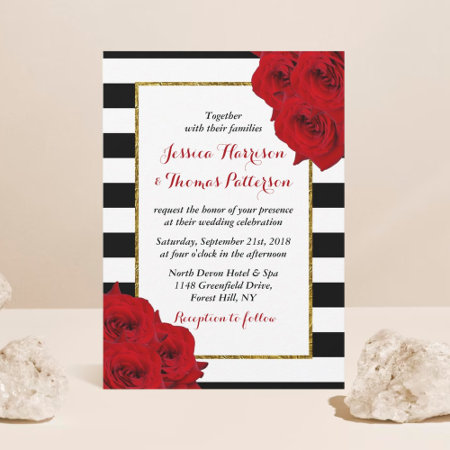 The Chic Modern Luxe Wedding Collection- Red Roses Invitation