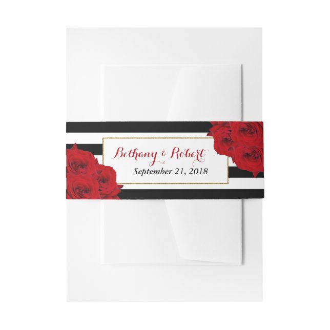 The Chic Modern Luxe Wedding Collection- Red Roses Invitation Belly Band (Front Example)