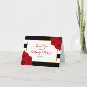 The Chic Modern Luxe Wedding Collection- Red Roses Letterpress Thank You Card