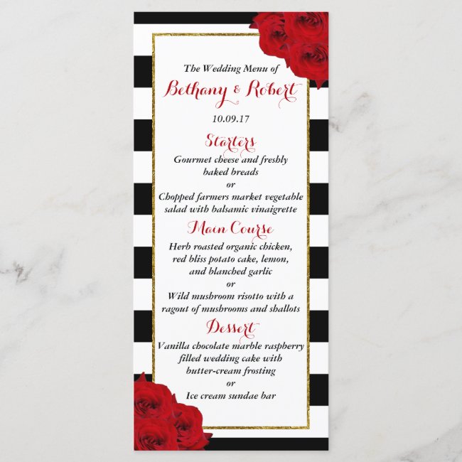 The Chic Modern Luxe Wedding Collection- Red Roses Menu