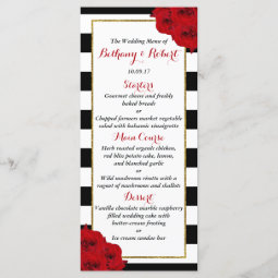The Chic Modern Luxe Wedding Collection- Red Roses Menu | Zazzle