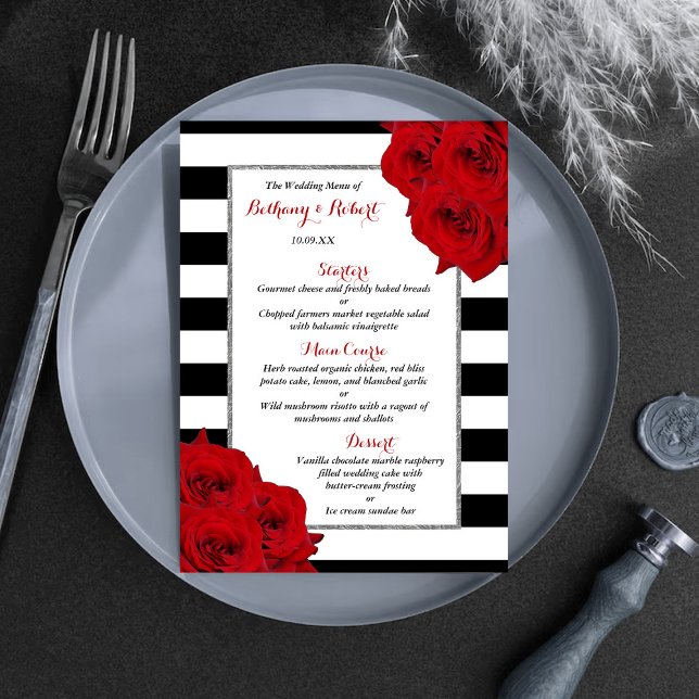 The Chic Modern Luxe Wedding Collection- Red Roses Menu (Creator Uploaded)