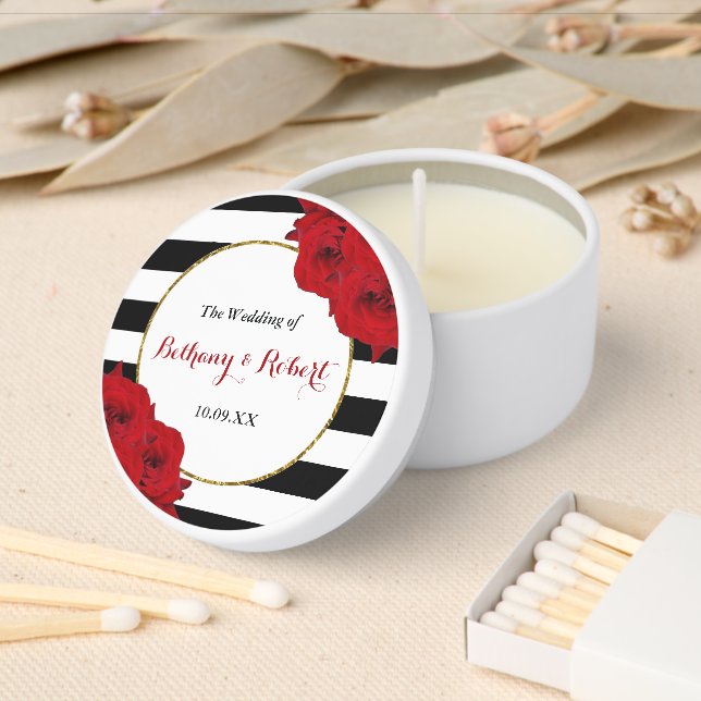 The Chic Modern Luxe Wedding Collection- Red Roses Mini Candle Favors (Insitu)