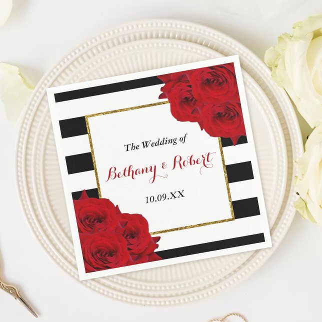 The Chic Modern Luxe Wedding Collection- Red Roses Paper Napkins (Creator Uploaded)