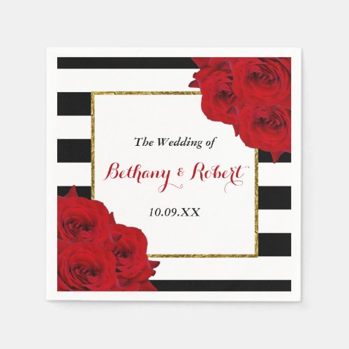 The Chic Modern Luxe Wedding Collection_ Red Roses Paper Napkins