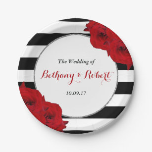 The Chic Modern Luxe Wedding Collection- Red Roses Paper Plates