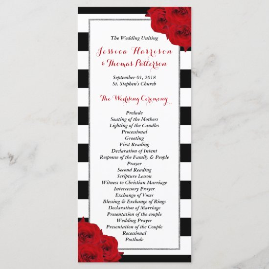 The Chic Modern Luxe Wedding Collection- Red Roses Program