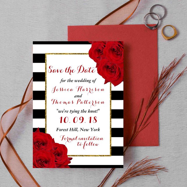The Chic Modern Luxe Wedding Collection- Red Roses Save The Date (Creator Uploaded)