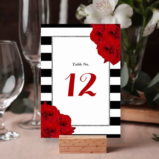 The Chic Modern Luxe Wedding Collection- Red Roses Table Number (Creator Uploaded)