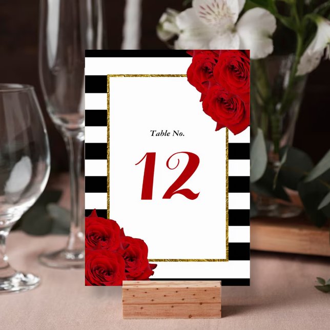 The Chic Modern Luxe Wedding Collection- Red Roses Table Number (Creator Uploaded)