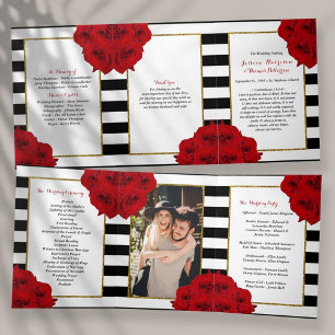 The Chic Modern Luxe Wedding Collection- Red Roses Tri-Fold Program