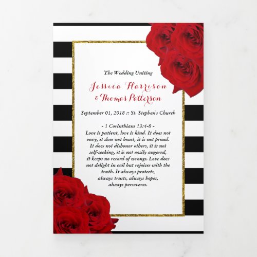 The Chic Modern Luxe Wedding Collection_ Red Roses Tri_Fold Program