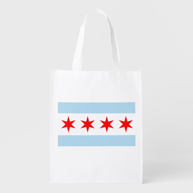 The Chicago Flag Reusable Grocery Bag (Front)