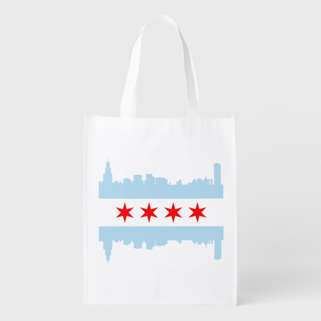 The Chicago Flag Skyline Reusable Grocery Bag (Front)