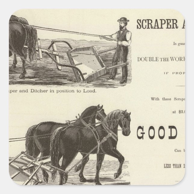 The Chicago Scraper and Ditcher Square Sticker (Front)