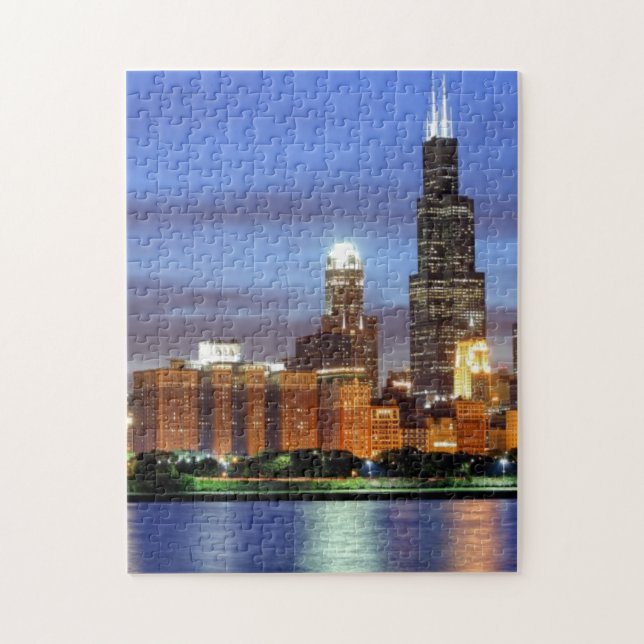 The Chicago skyline from the Adler Planetarium Jigsaw Puzzle (Vertical)