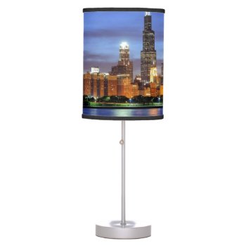 The Chicago Skyline From The Adler Planetarium Table Lamp by iconicchicago at Zazzle