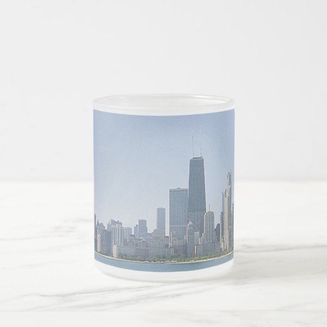The Chicago Skyline Frosted Glass Coffee Mug (Center)