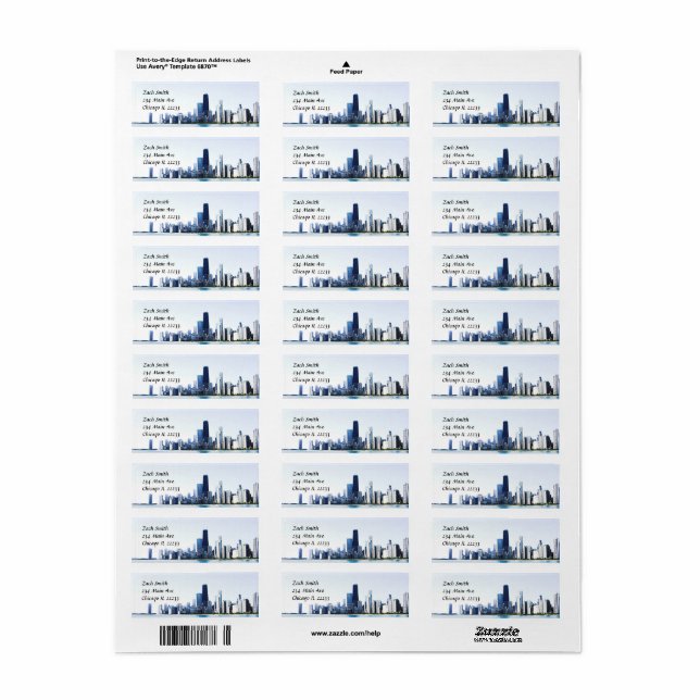 The Chicago Skyline Lightened Photo Label (Full Sheet)