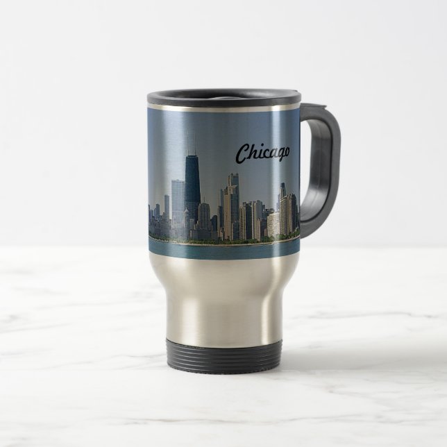 The Chicago Skyline Travel Mug (Front Right)