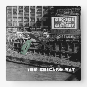 THE CHICAGO WAY ANGRY MOTORIST COLORSPLASH ANTIQUE SQUARE WALL CLOCK