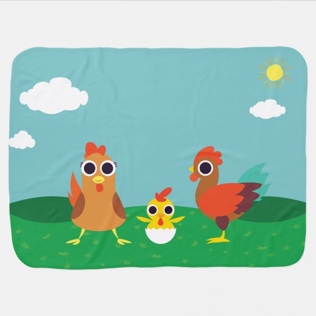 The Chicken Family at Daytime Stroller Blanket (Horizontal)