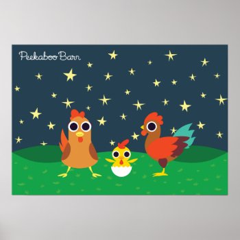 The Chicken Family At Night Poster by peekaboobarn at Zazzle