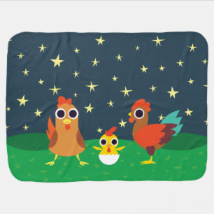 The Chicken Family at Night Receiving Blanket