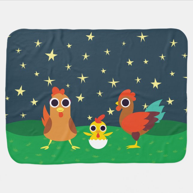 The Chicken Family at Night Receiving Blanket (Horizontal)